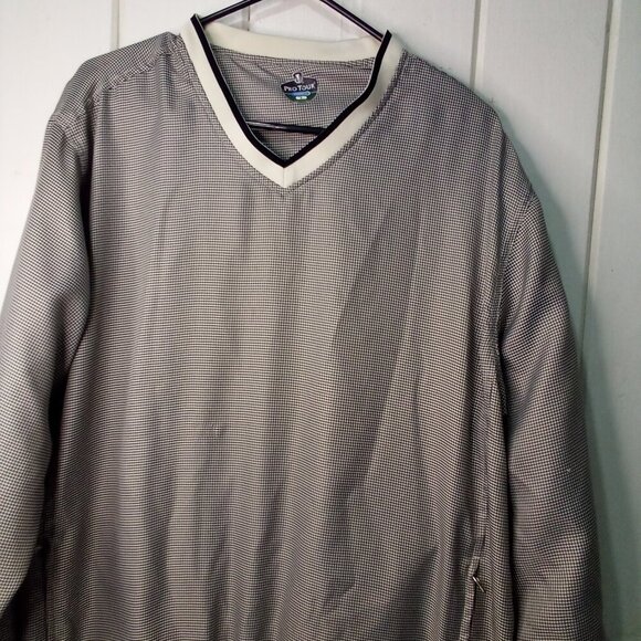Pro Tour Pullover Jacket Windbreaker L Cool Play Lined Zip Pockets Plaid Black - Picture 9 of 15